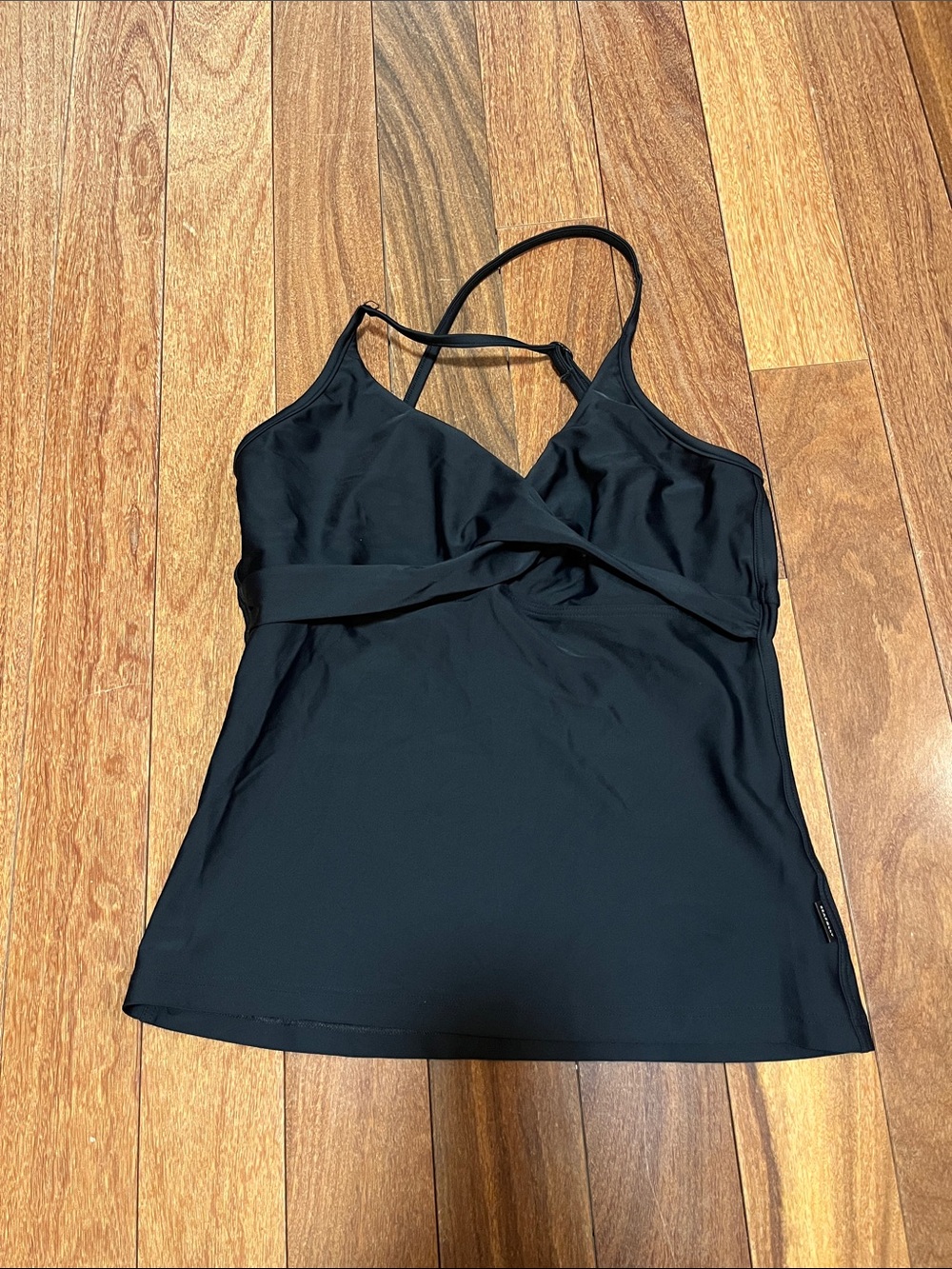 Seafolly Black Swim Cami with V-Neck and Twist Front